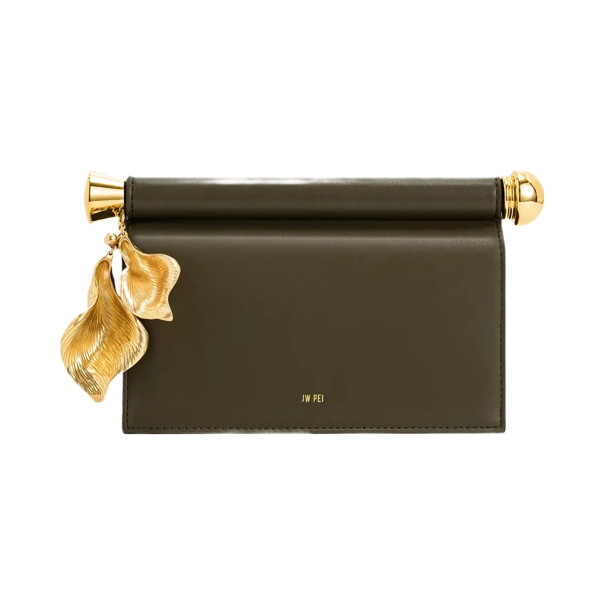JW PEI Holly Metal Pendant Embellished Clutch Dark Olive