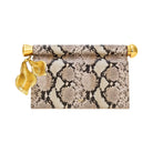 JW PEI Holly Metal Pendant Embellished Snakeskin Clutch Apricot