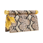 JW PEI Holly Metal Pendant Embellished Snakeskin Clutch Apricot