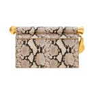 JW PEI Holly Metal Pendant Embellished Snakeskin Clutch Apricot