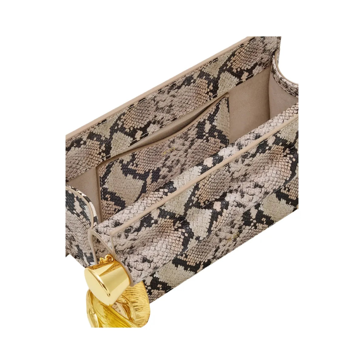 JW PEI Holly Metal Pendant Embellished Snakeskin Clutch Apricot