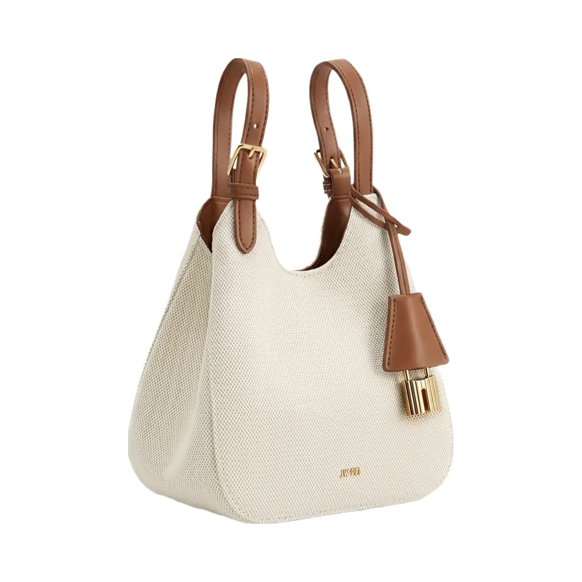 JW PEI Ines Padlock Tote Bag Brown Canvas