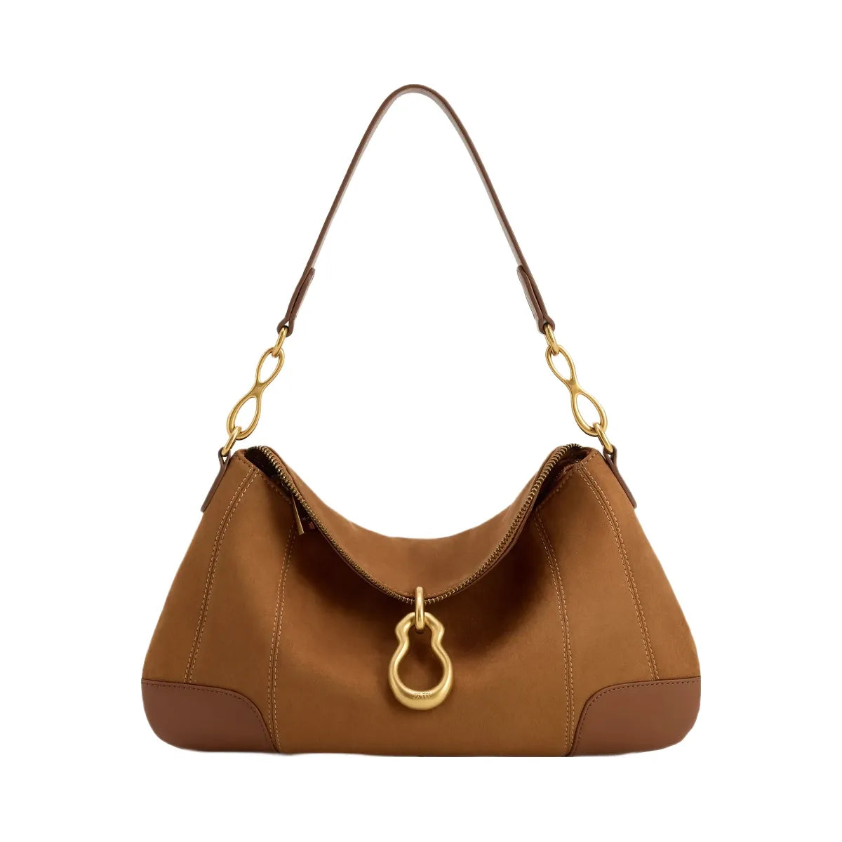 JW PEI Jayla Faux Suede Metal Pendant Embellished Shoulder Bag Brown
