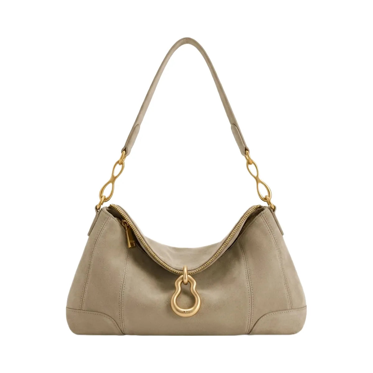 JW PEI Jayla Faux Suede Metal Pendant Embellished Shoulder Bag Grey