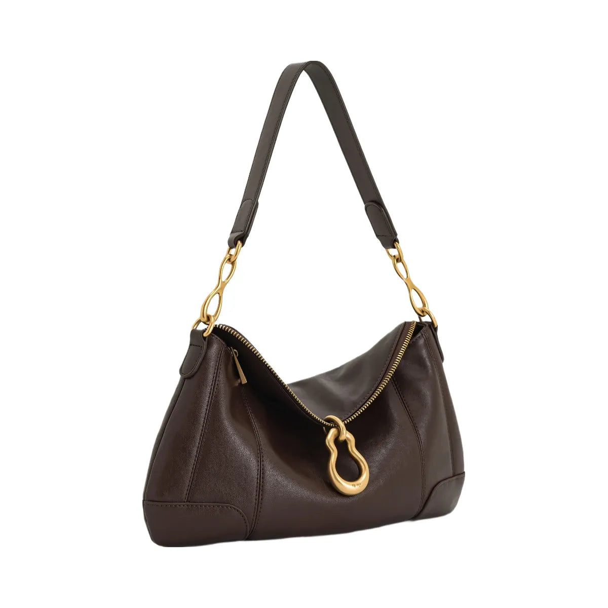JW PEI Jayla Metal Pendant Embellished Shoulder Bag Dark Brown