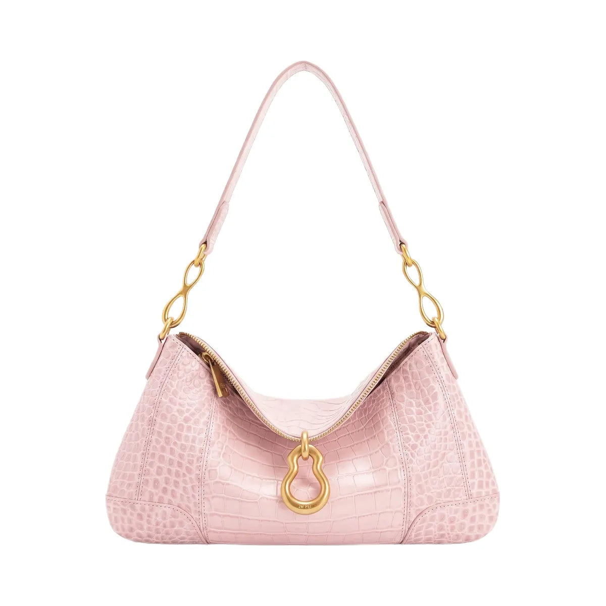 JW PEI Jayla Metal Pendant Embellished Shoulder Bag Pink Croc