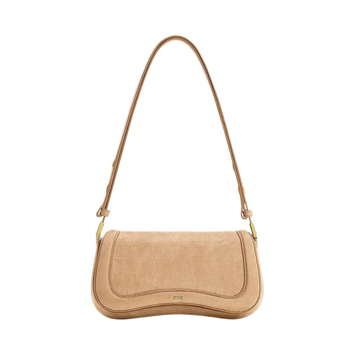 JW PEI Joy Croc Embossed Faux Suede Shoulder Bag Beige