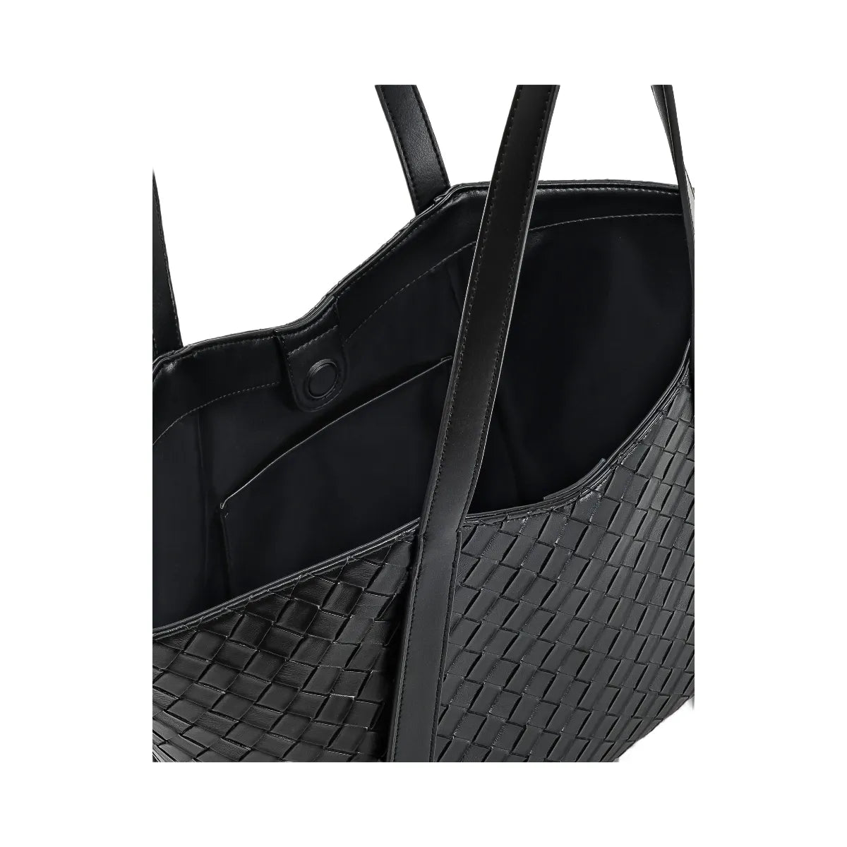JW PEI Kiana Large Capacity Weave Texture Tote Bag Black