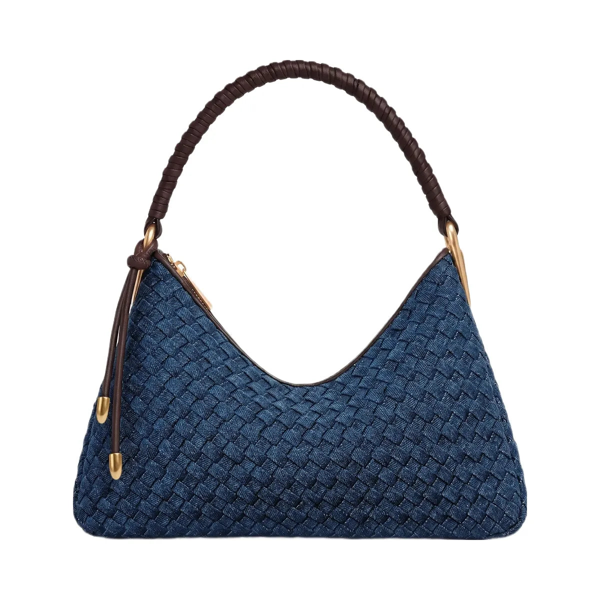 JW PEI Lorena Woven Denim Shoulder Bag Dark Blue