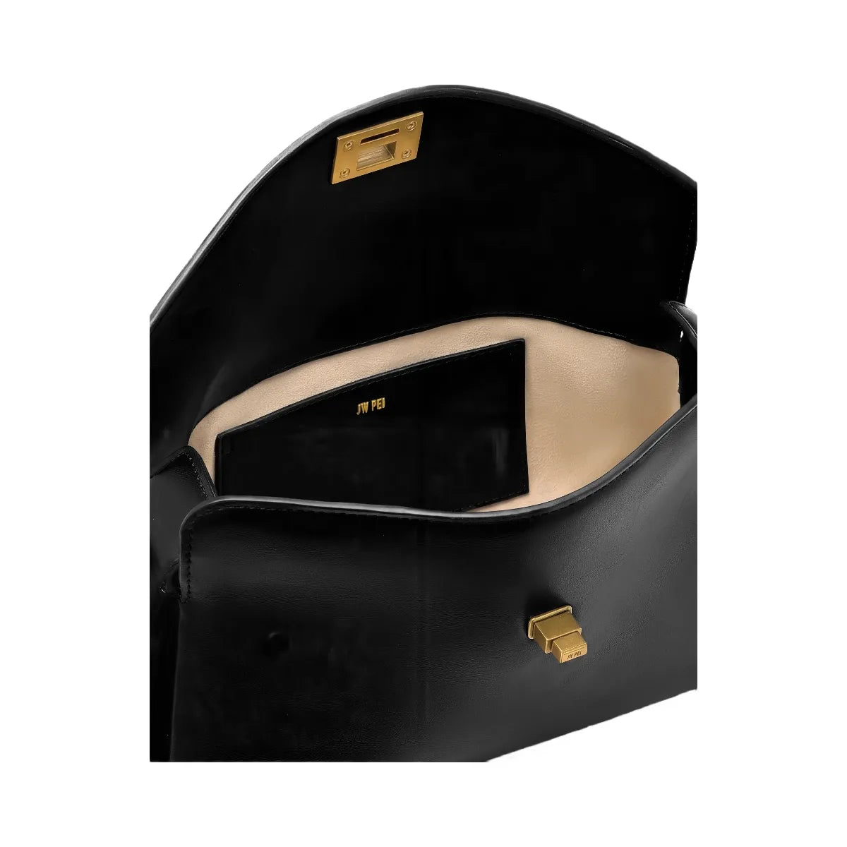 JW PEI Lucia Asymmetric Flap Shoulder Bag Black