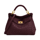 JW PEI Lucia Classic Woven Top Handle Bag Dark Burgundy