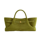JW PEI Maeve Dachshund Metal Charm Faux Suede Tote Bag Olive Green