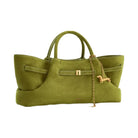JW PEI Maeve Dachshund Metal Charm Faux Suede Tote Bag Olive Green