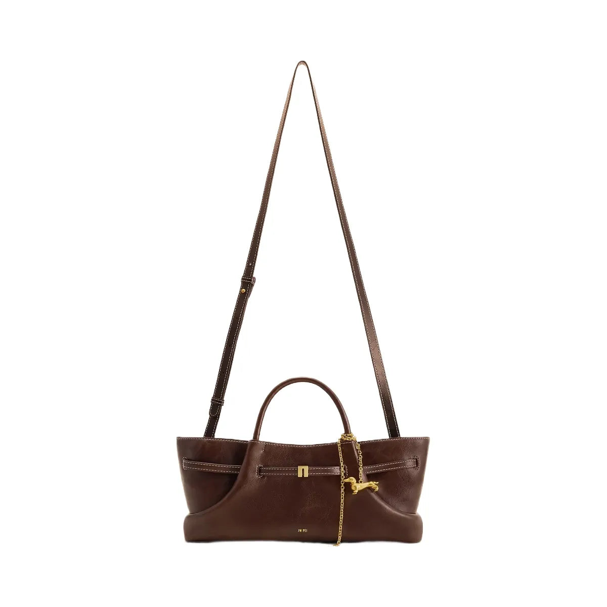 JW PEI Maeve Dachshund Metal Charm Tote Bag Dark Brown