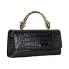JW PEI Maya Leopard Shaped Hardware Handle Top Handle Bag Black Croc