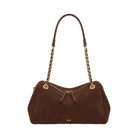 JW PEI Mireya Faux Suede Chain Shoulder Bag Dark Brown