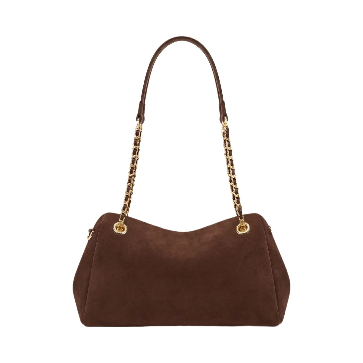 JW PEI Mireya Faux Suede Chain Shoulder Bag Dark Brown