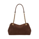 JW PEI Mireya Faux Suede Chain Shoulder Bag Dark Brown