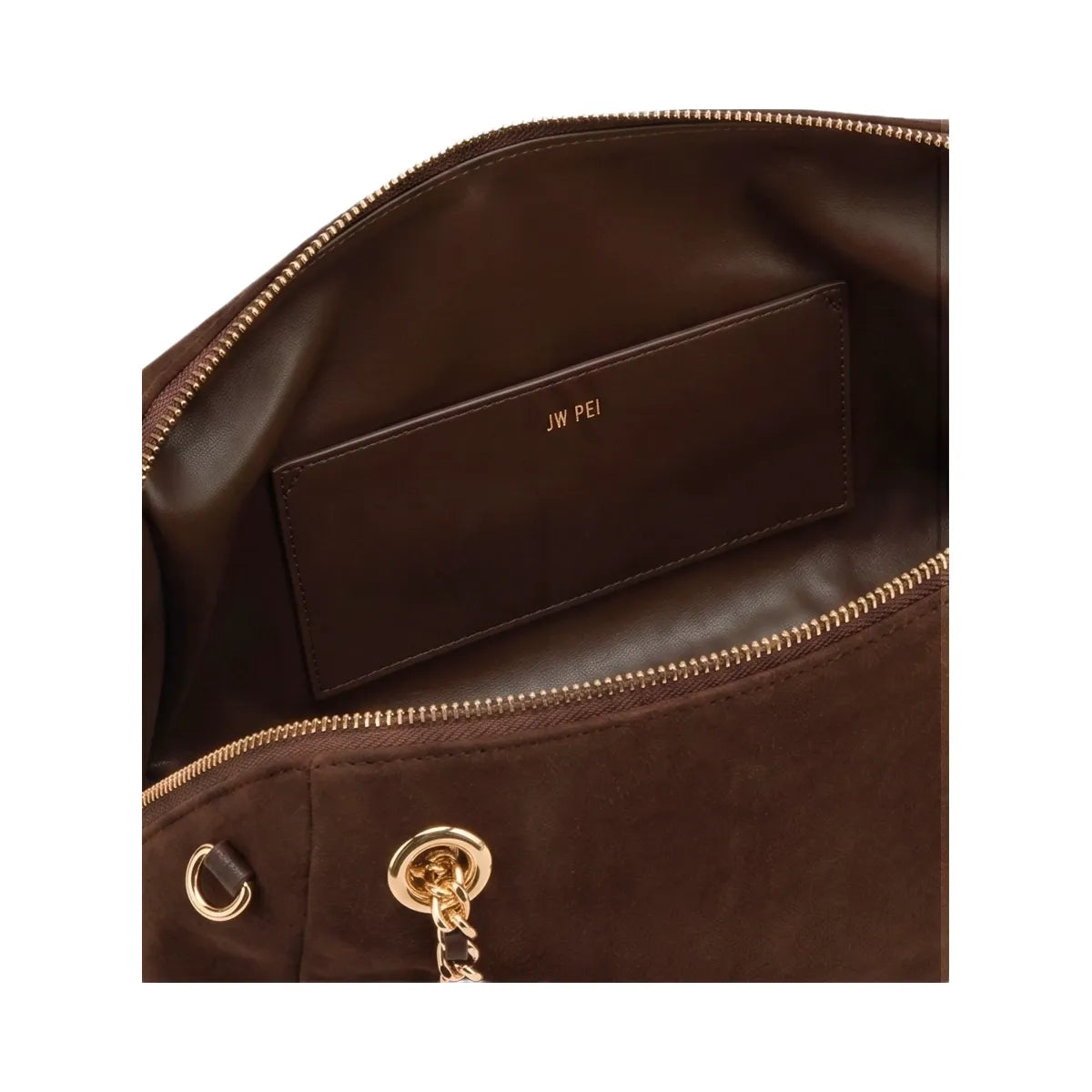 JW PEI Mireya Faux Suede Chain Shoulder Bag Dark Brown