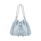 JW PEI Rowan Faux Suede Quilted Chain Bucket Bag Blue