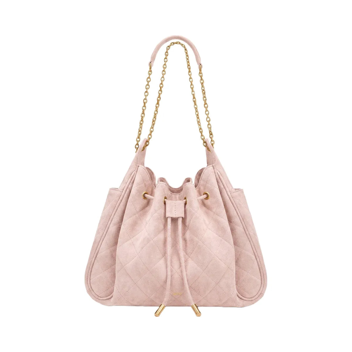 JW PEI Rowan Faux Suede Quilted Chain Bucket Bag Pink