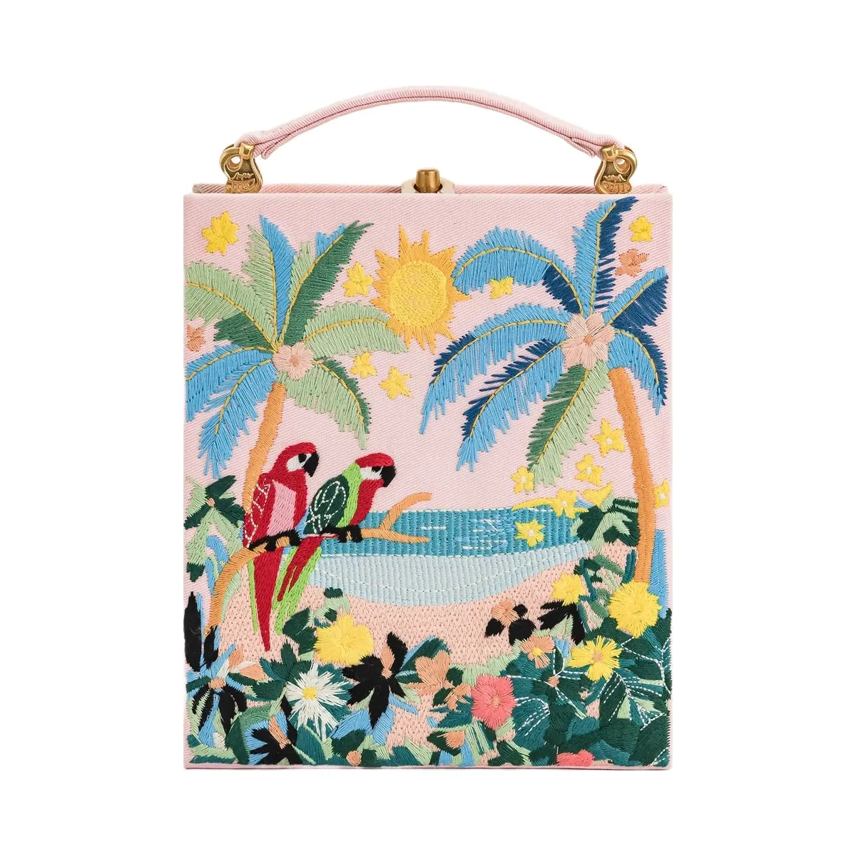 JW PEI Taya Tropical Parrot Pattern Book Shape Clutch Bag Pink