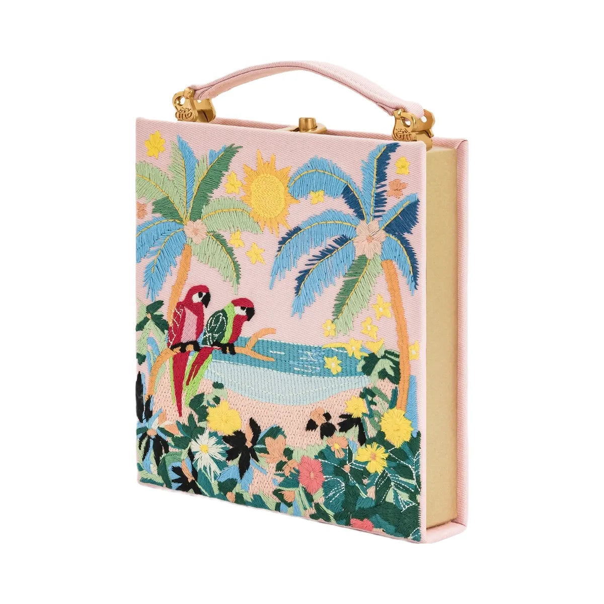JW PEI Taya Tropical Parrot Pattern Book Shape Clutch Bag Pink
