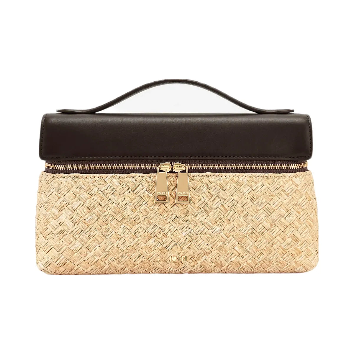JW PEI Thea Faux Straw Top Handle Bag Brown
