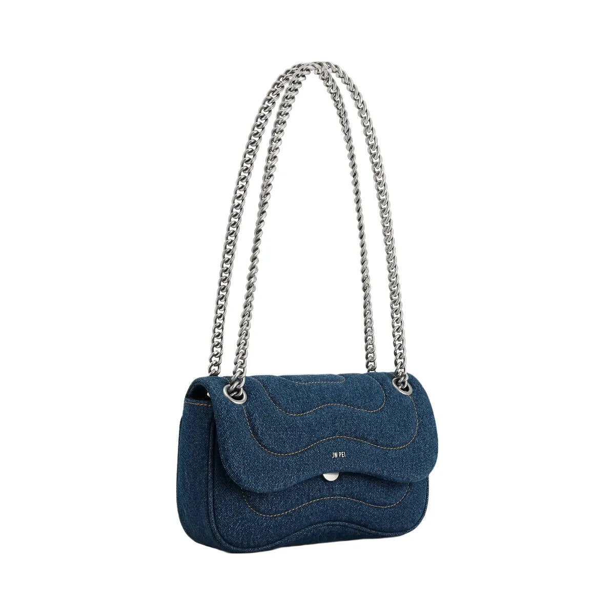 JW PEI Tina Quilted Chain Crossbody Blue Denim