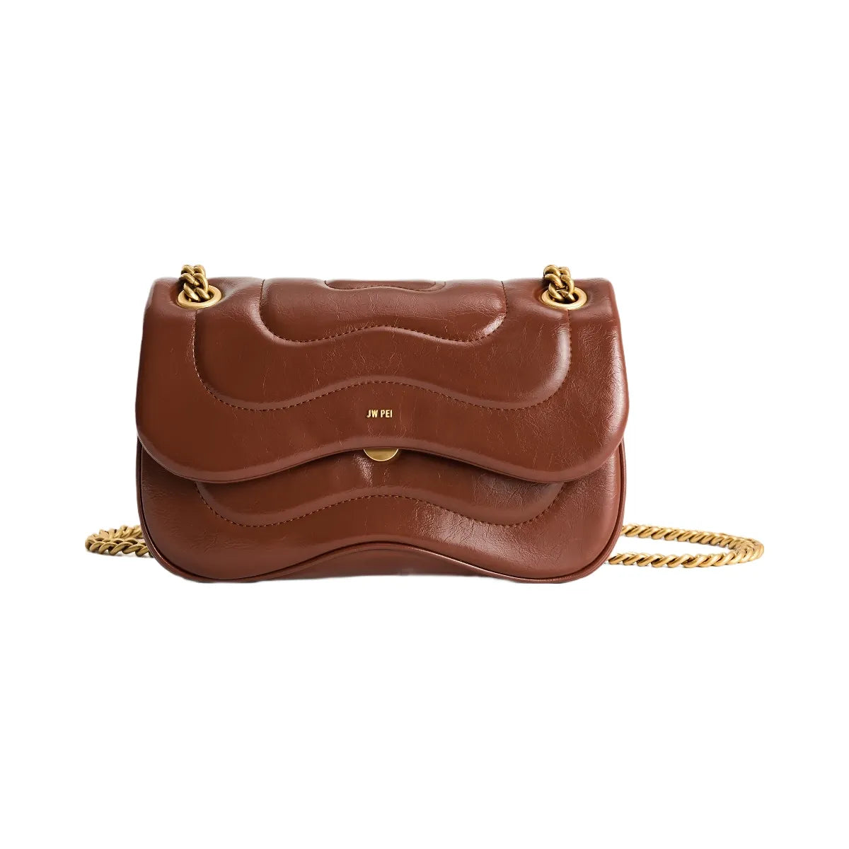 JW PEI Tina Quilted Chain Crossbody Brown