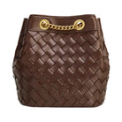 JW PEI Yara Hand Woven Bucket Bag Dark Brown