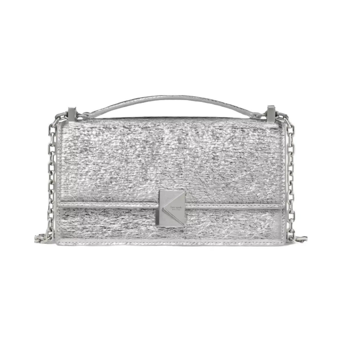 Kate Spade Deco Crinkle Metallic Mini Crossbody Bag Silver