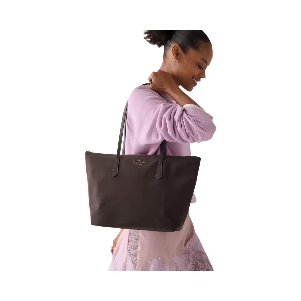 Kate Spade Kitt Ksnyl Tote Bag Hot Fudge