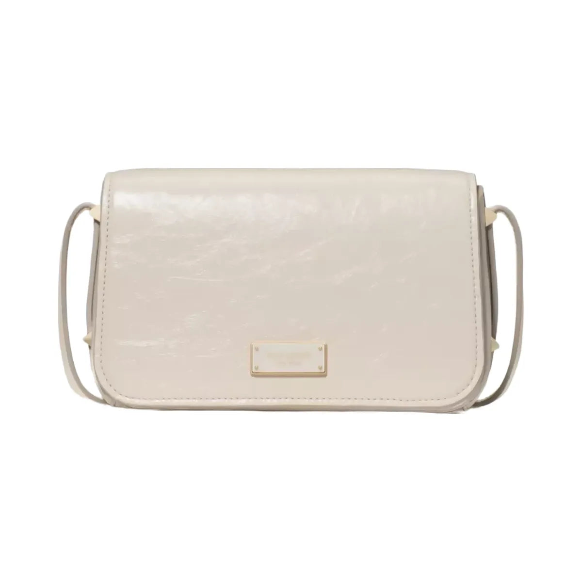 Kate Spade Liv Crinkle Patent Crossbody Bag Cashew Milk