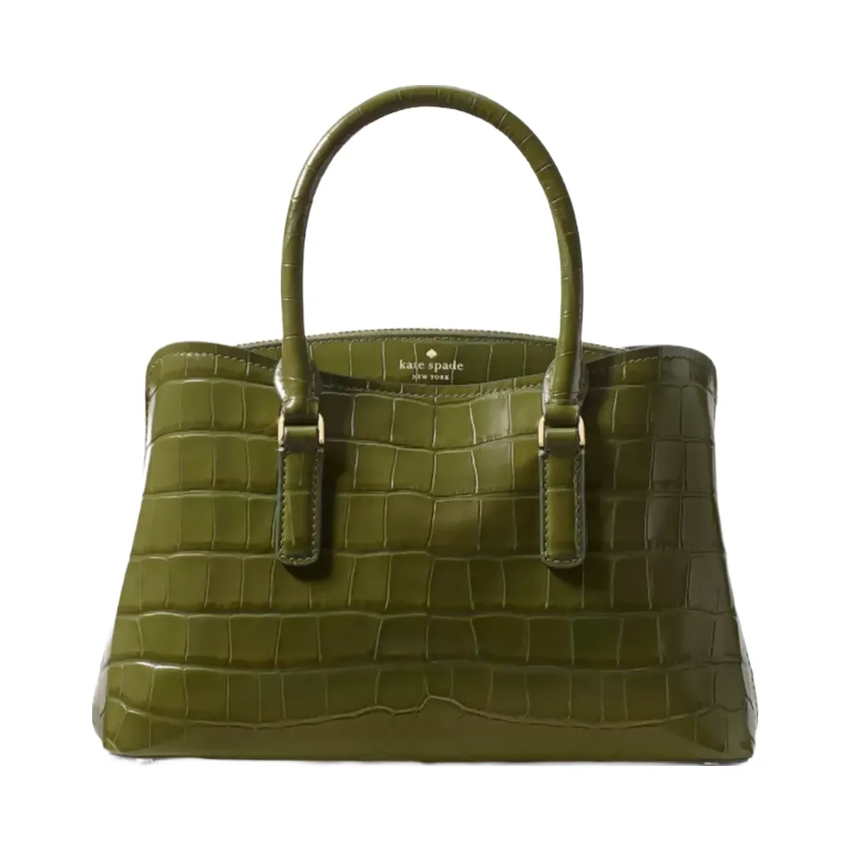 Kate Spade Thompson Street Croc Embossed Small Satchel Bag Enchanted Green