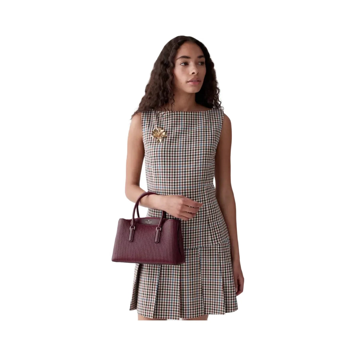 Kate Spade Thompson Street Shiny Quilted Small Satchel Bag Grenache