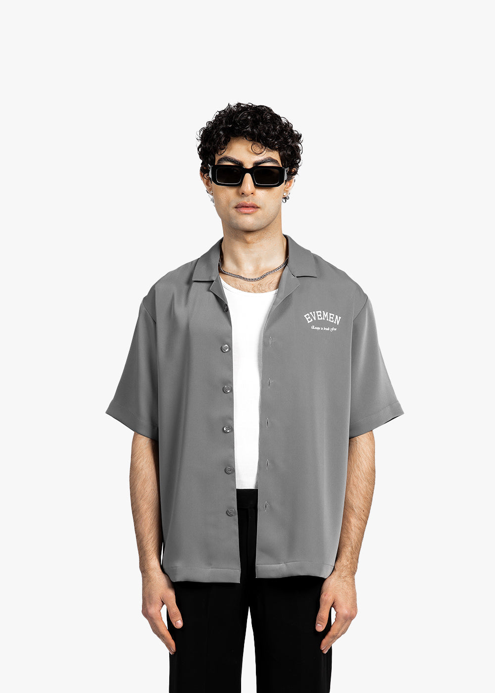 EVEMEN BOWLING SHIRT - SMOKE GREY