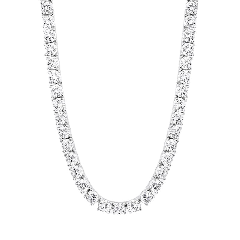 Round Cut Tennis Chain in White Gold - 5mm