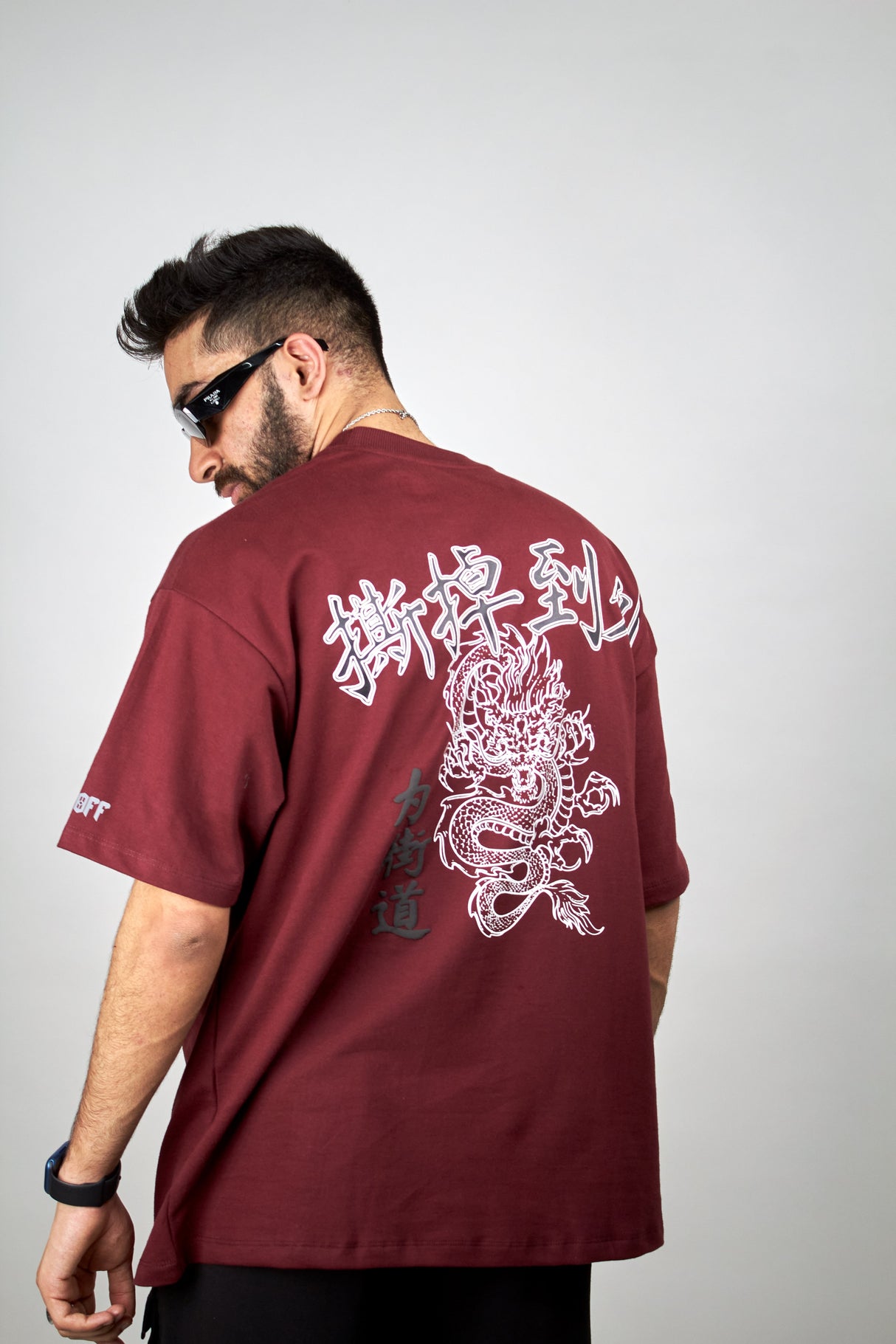 Maroon Dragon Tee (Oversized Tshirts) by Ripoff