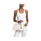 Michael Kors Arden Medium Leather Top-Zip Satchel Lt Cream