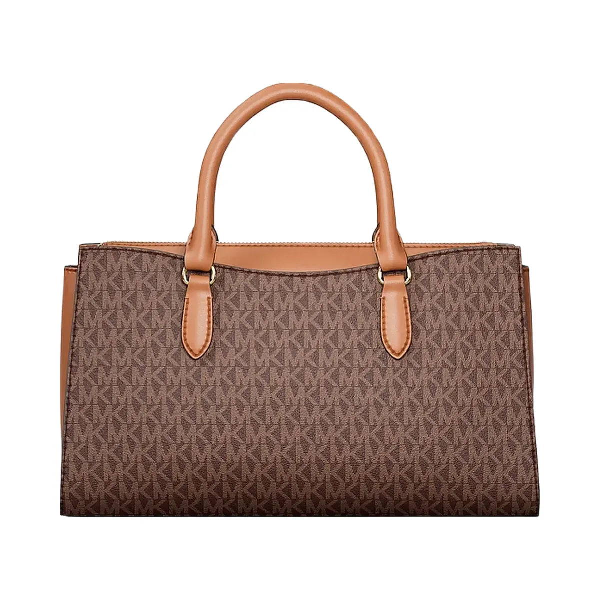 Michael Kors Arden Medium Signature Logo Top-Zip Satchel Brown