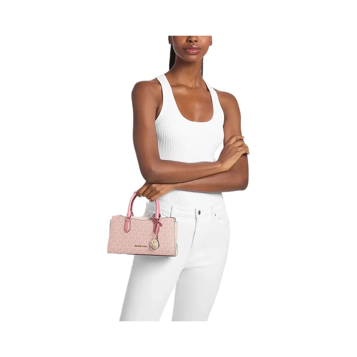 Michael Kors Arden Small Color-Block Signature Logo Messenger Bag Pwd Blsh Mlt