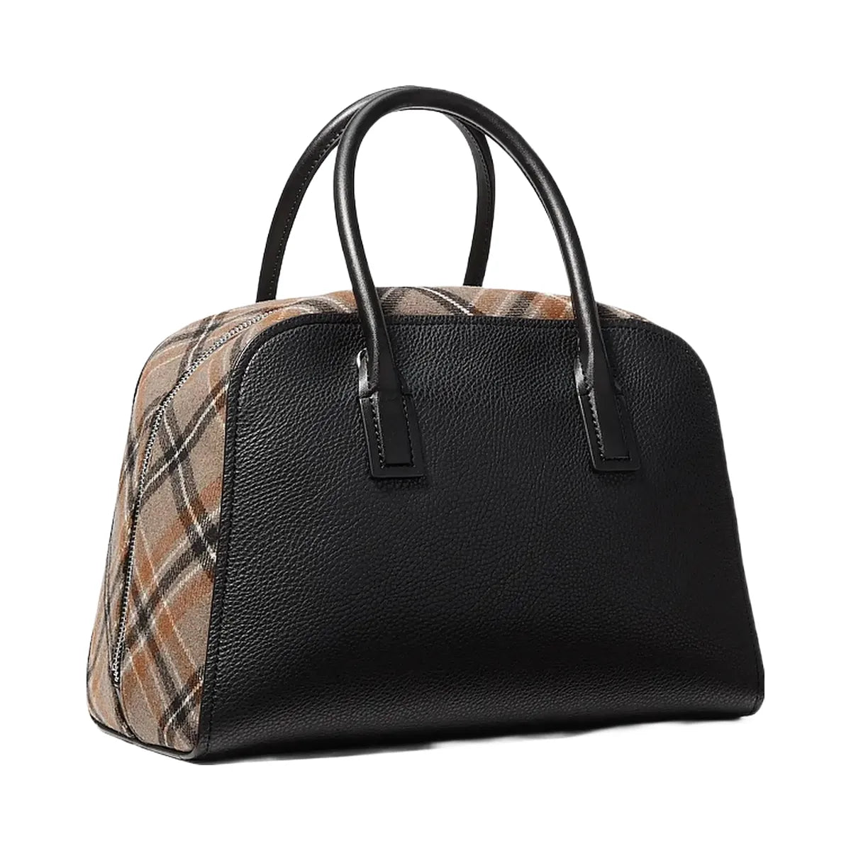 Michael Kors Ashton Medium Smooth And Plaid Wool Blend Satchel Black