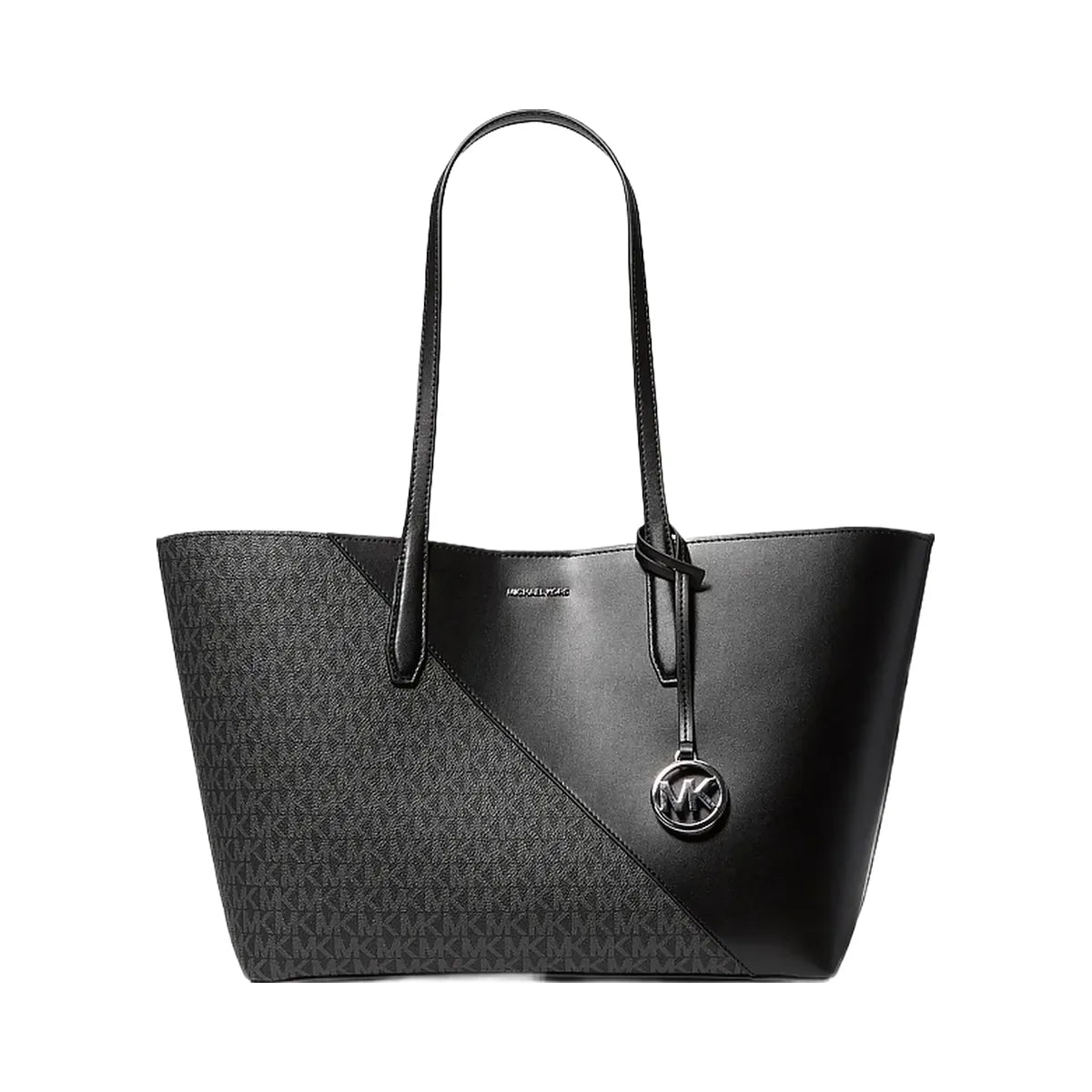 Michael Kors Avalon Medium Signature Logo and Smooth Tote Bag Black