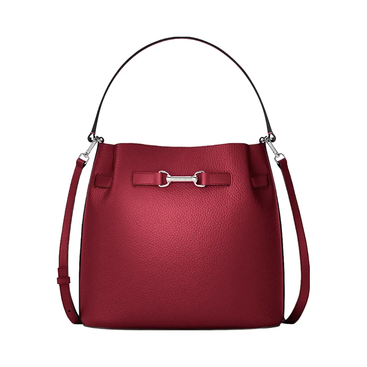 Michael Kors Carson Medium Pebbled Leather Convertible Bucket Crossbody Bag Maroon