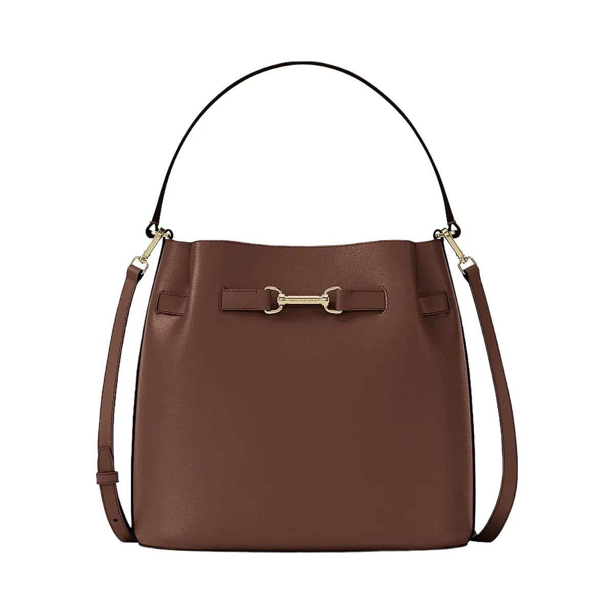 Michael Kors Carson Medium Pebbled Leather Convertible Bucket Crossbody Bag Nutmeg