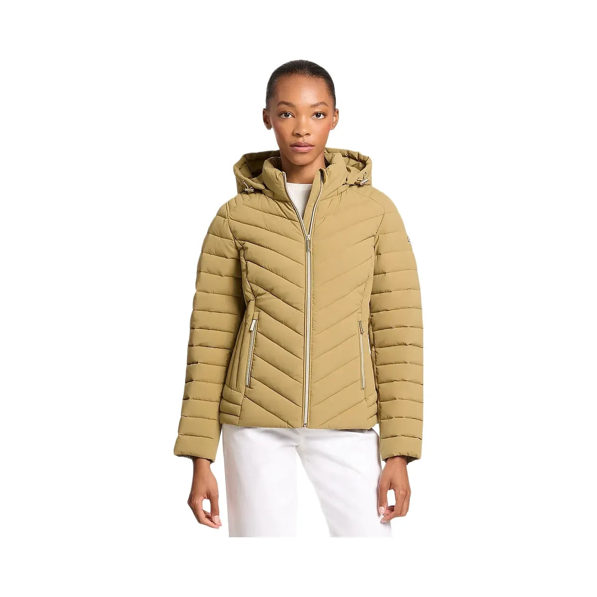 Michael Kors Chevron Quilted Jacket Oregano
