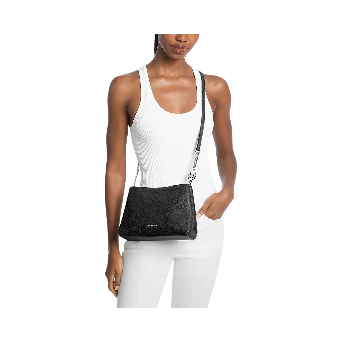 Michael Kors Christina Small Pebbled Leather Crossbody Bag Black