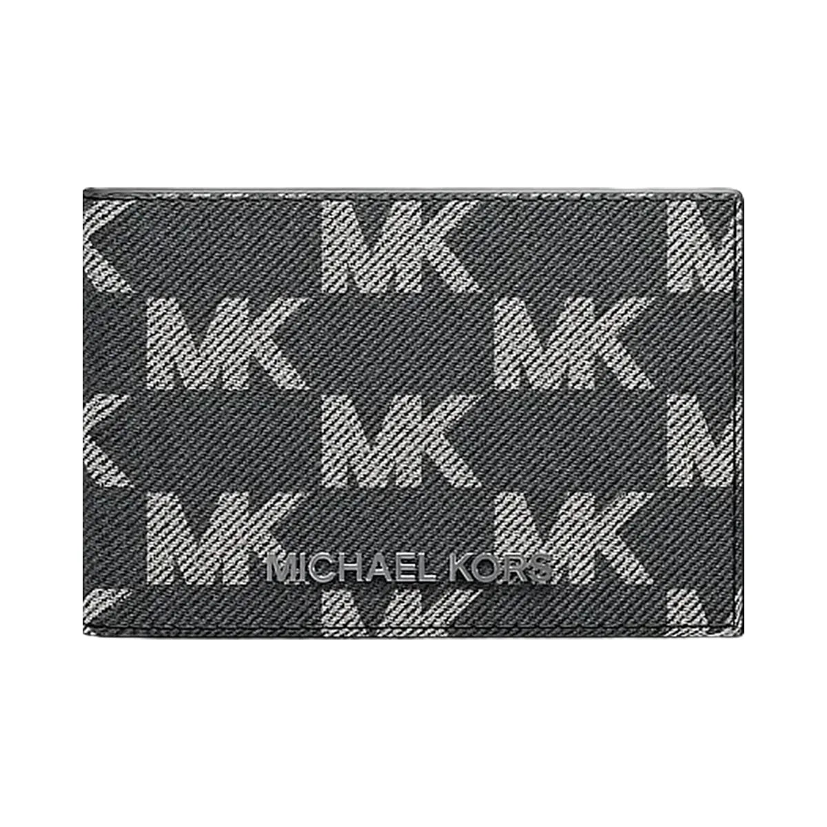 Michael Kors Cooper Medium Logo Jacquard Denim Wallet Black Wash