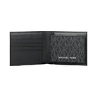 Michael Kors Cooper Striped Signature Logo Billfold Wallet With Passcase Black Combo